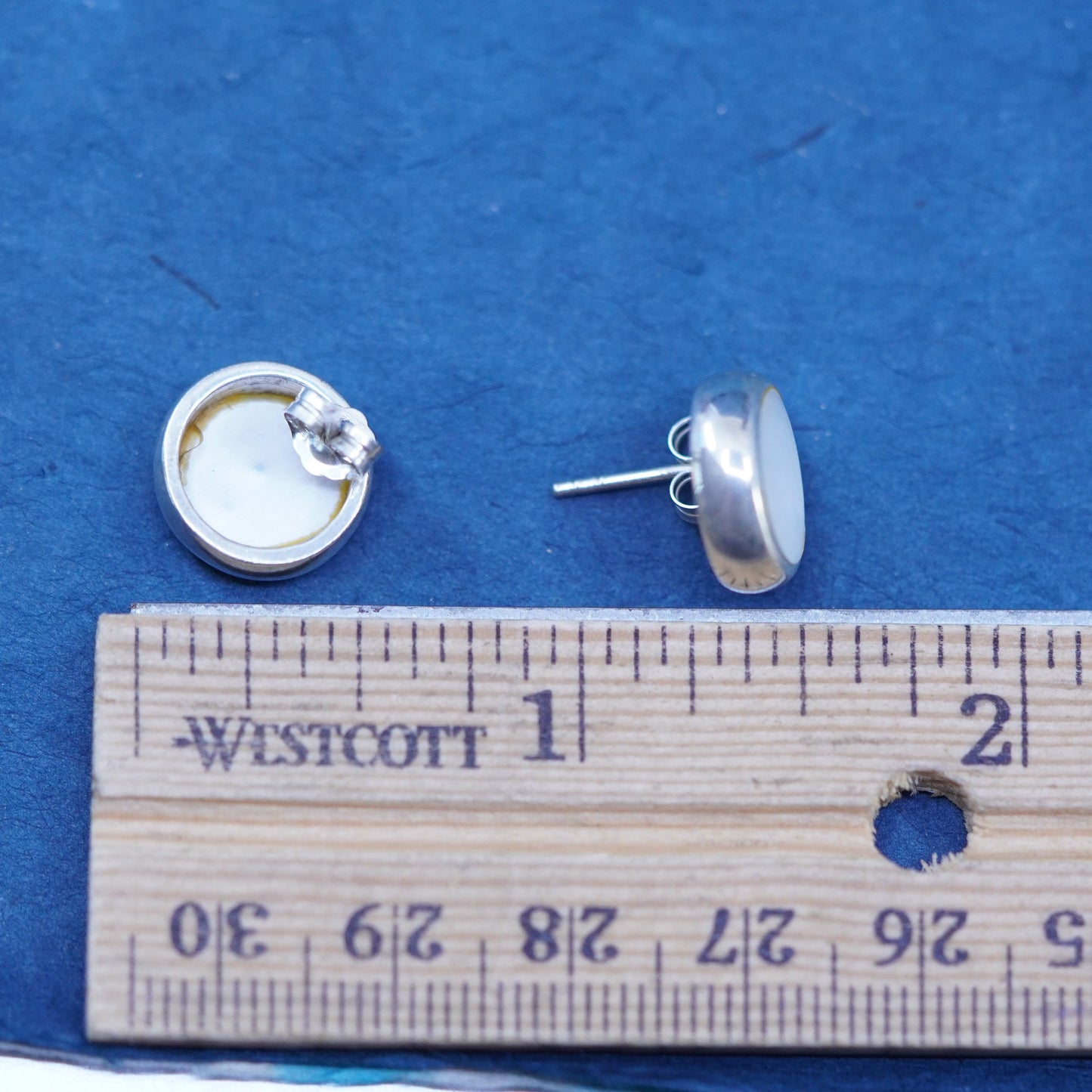 Vintage Sterling 925 silver studs with mother of pearl inlay, earrings