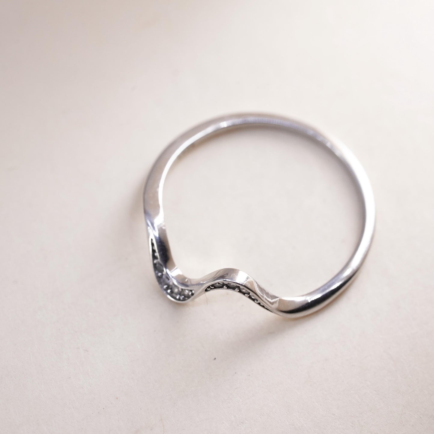 Size 7, vintage sterling 925 silver ring cluster CZ, stackable wedding band