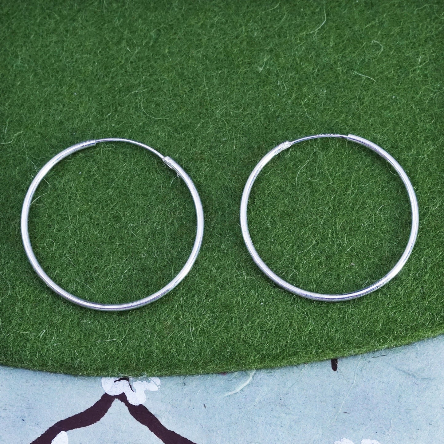 1.25”, Vintage sterling silver loop earrings, minimalist primitive hoops