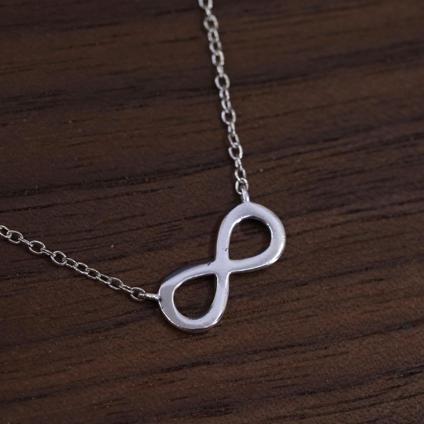 16+2”, Sterling silver necklace, 925 circle chain infinity loop cross pendant