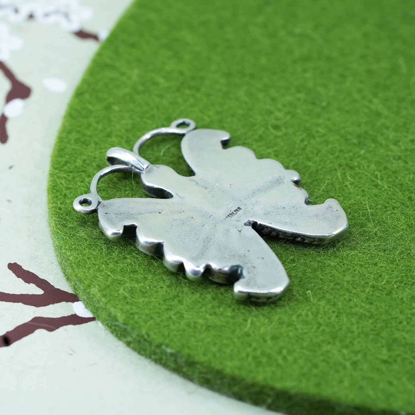 Native American sterling silver pendant, southwestern 925 butterfly turquoise