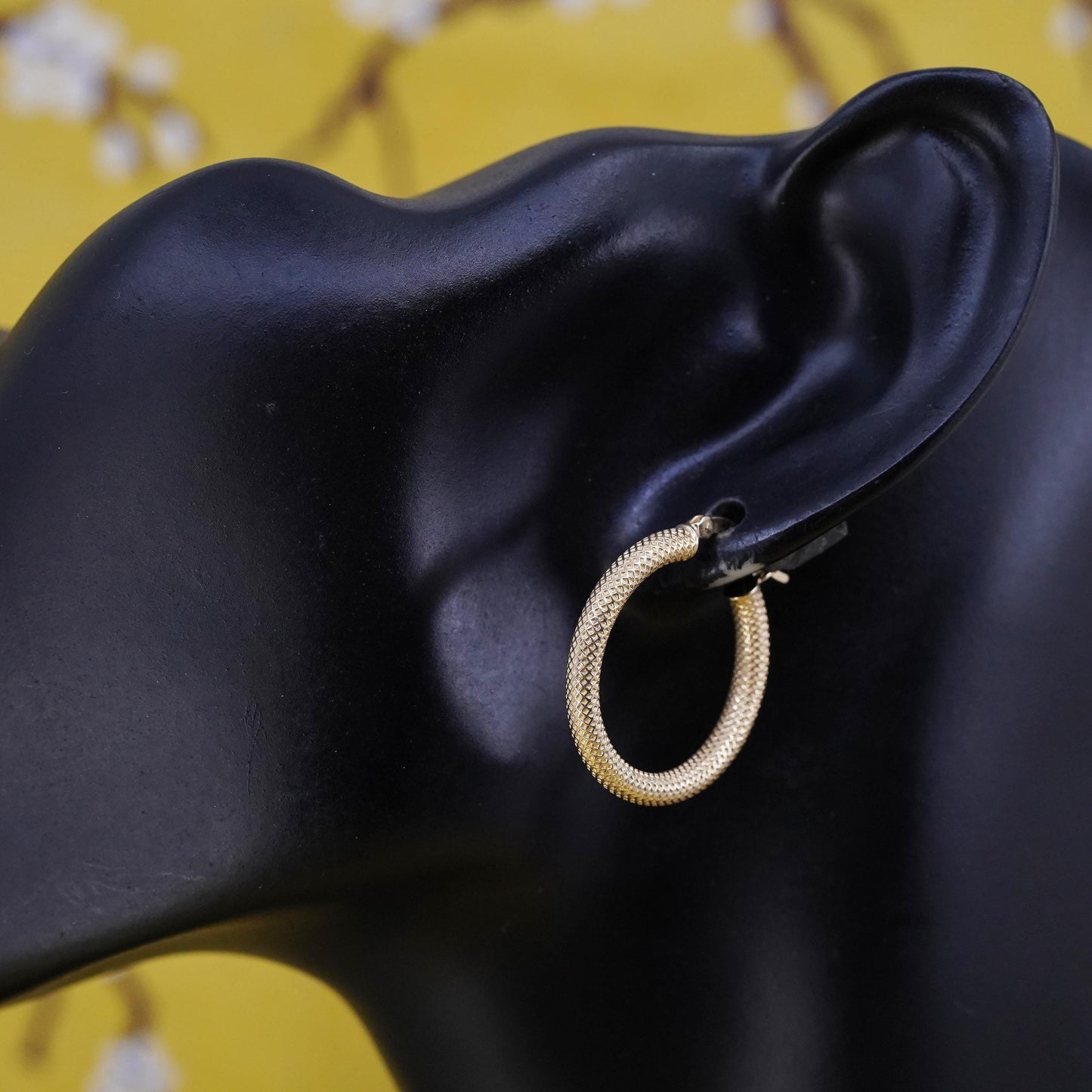 0.75”, Vintage Italian vermeil gold over Sterling silver earrings, 925 hoops