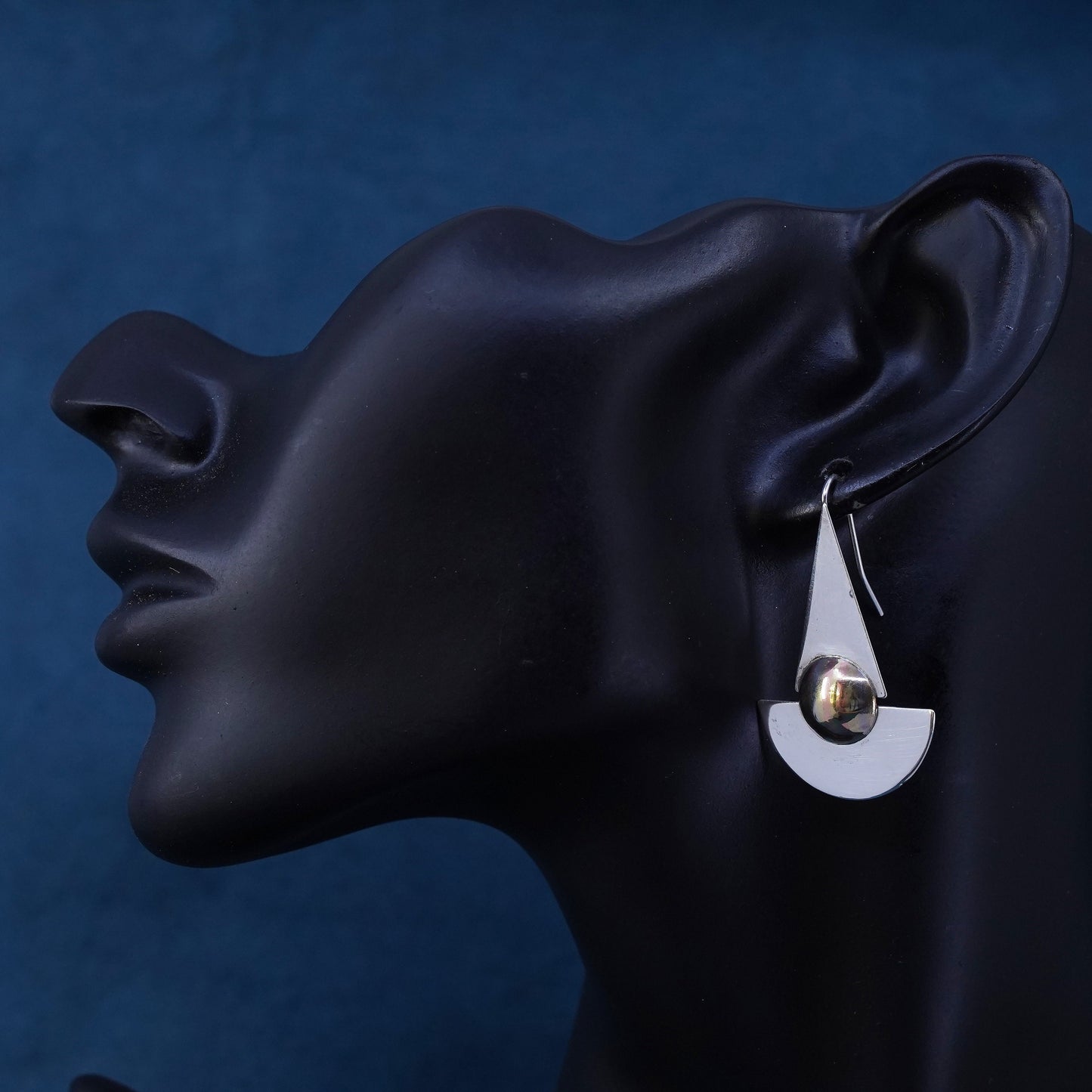two tone southwestern S. Walker Sterling silver earrings, 925 teardrop Dangles