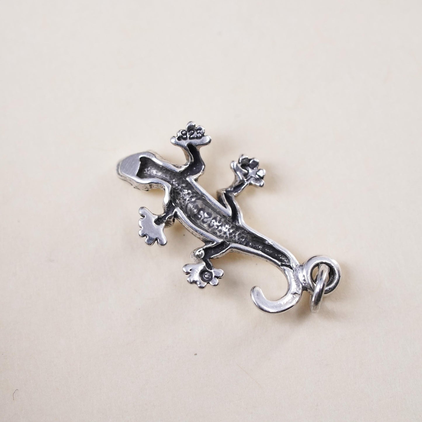Vintage sterling silver charm, 925 handmade lizard pendant
