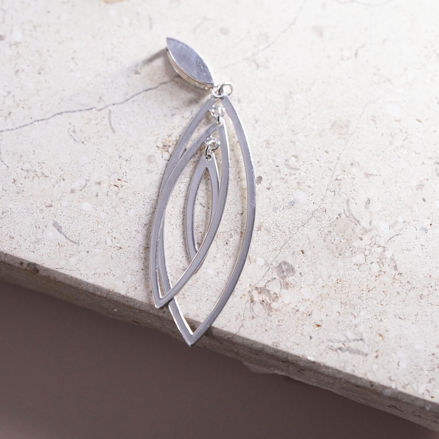 Vintage sterling silver handmade pendant, 925 Marquise shaped pendant