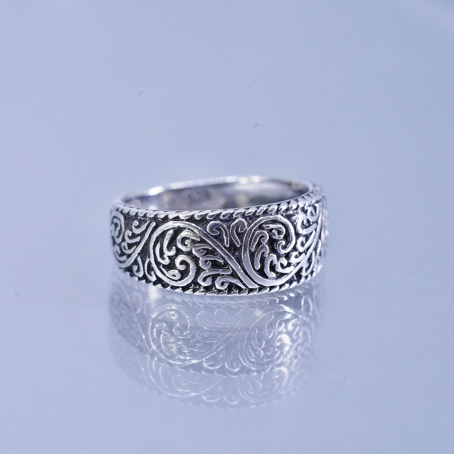 Size 5, southwestern Sterling 925 silver ring, woven braided textured band
