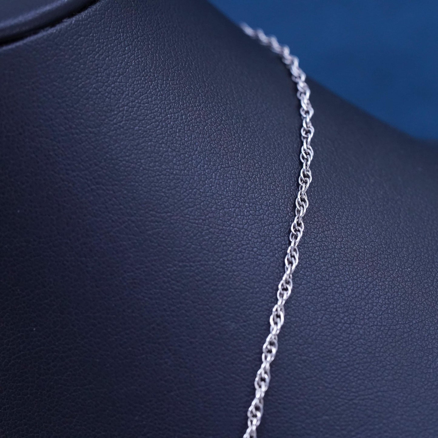 23", 2mm, vintage Mexican Sterling silver necklace, 925 Singapore rope chain