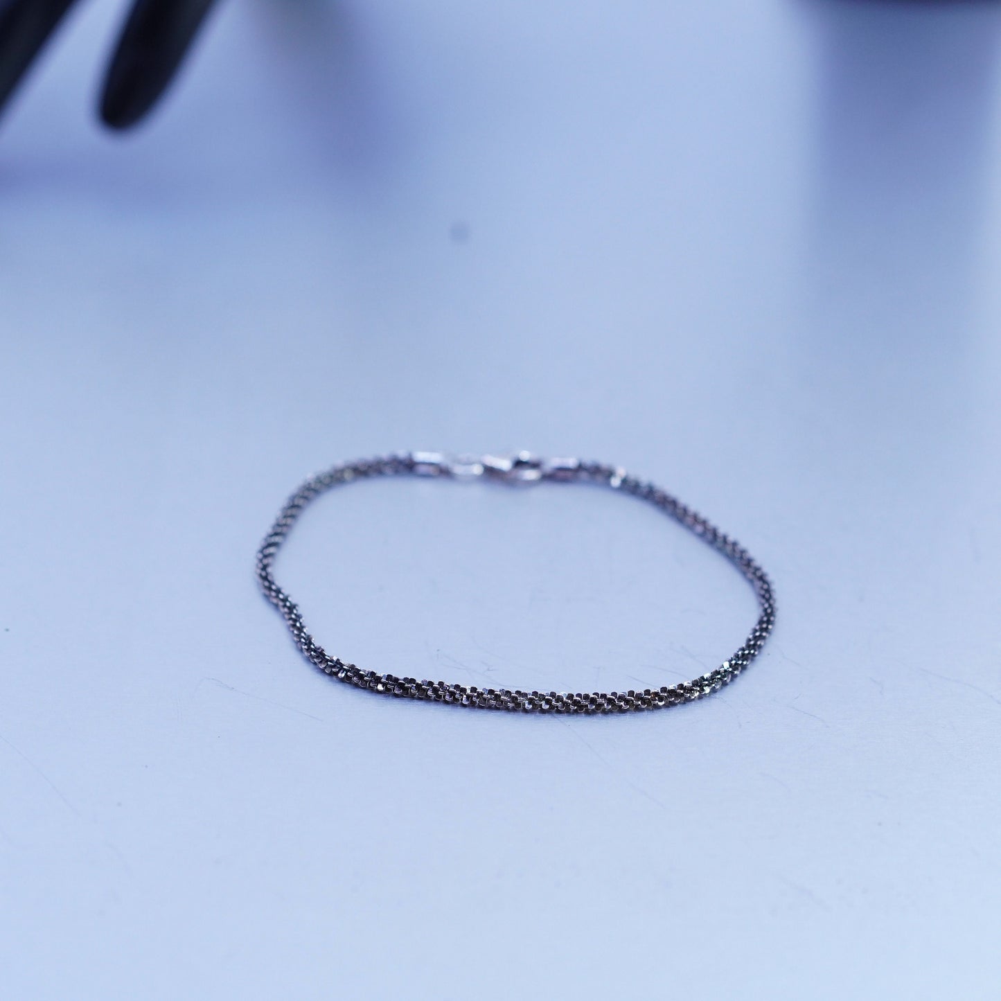 7”, 2mm, Vintage Italy Sterling 925 silver handmade bracelet, twisted chain