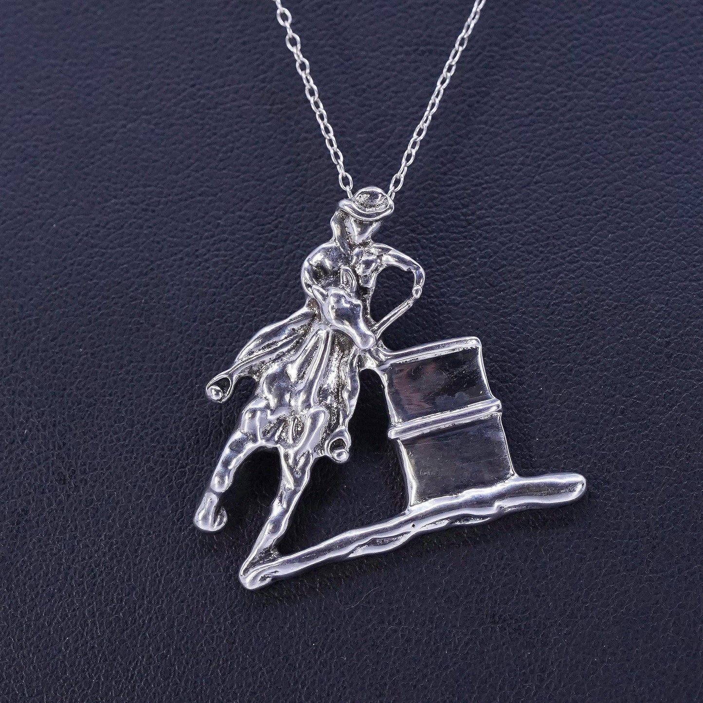 16”, vintage Sterling 925 silver handmade snake necklace with horse pendant