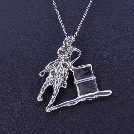 16”, vintage Sterling 925 silver handmade snake necklace with horse pendant
