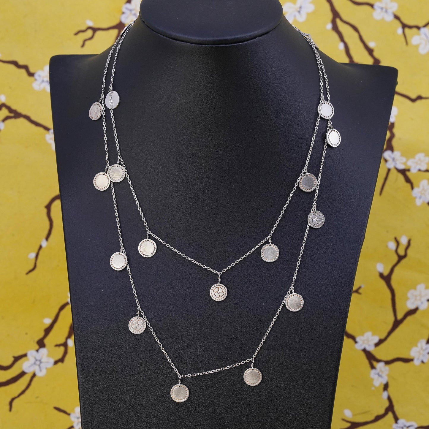 36”, vintage Sterling silver extra long necklace, 925 circle chain with tags