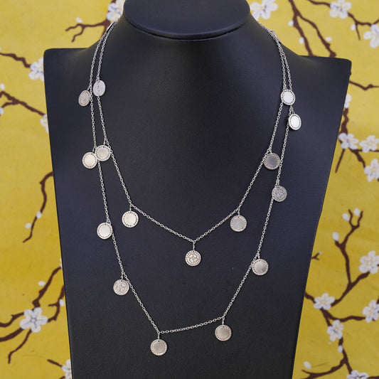 36”, vintage Sterling silver extra long necklace, 925 circle chain with tags