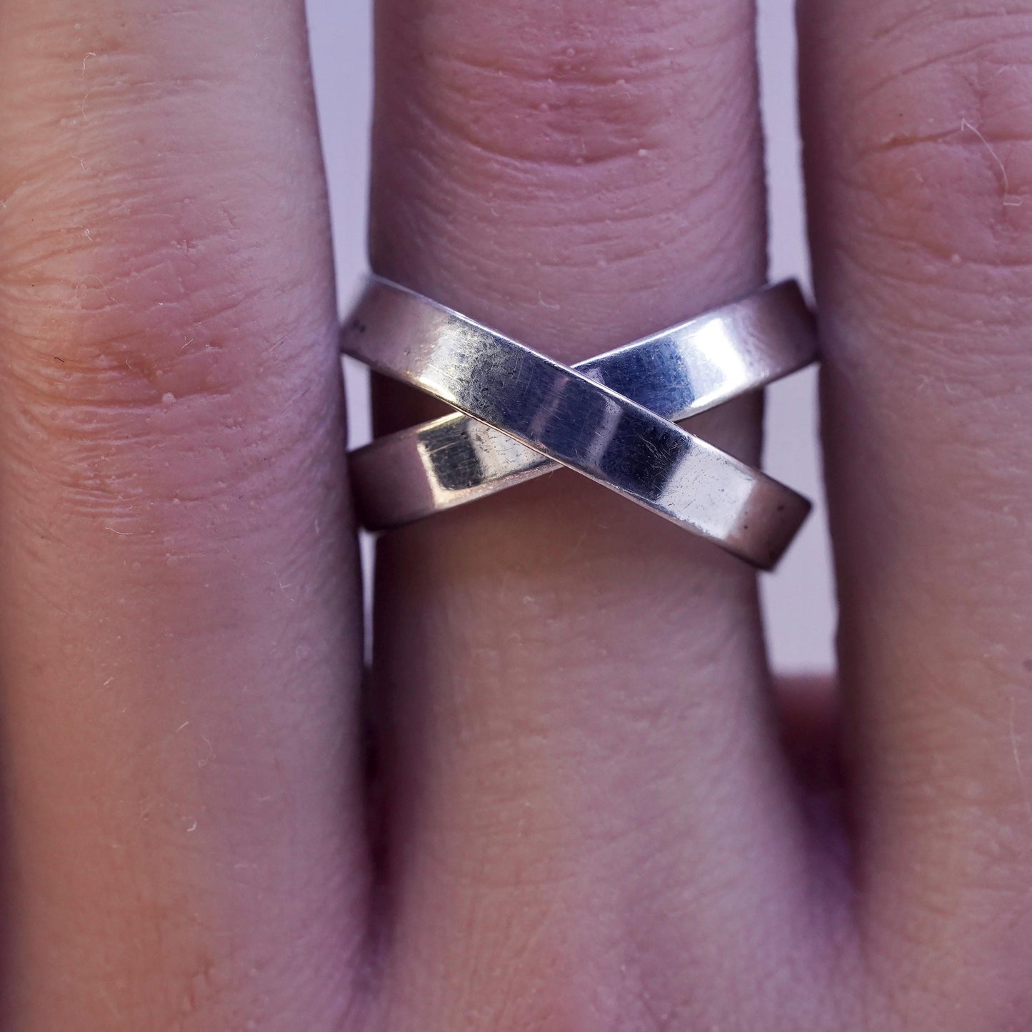 Size 10, vintage Sterling silver handmade ring, 925 entwined band