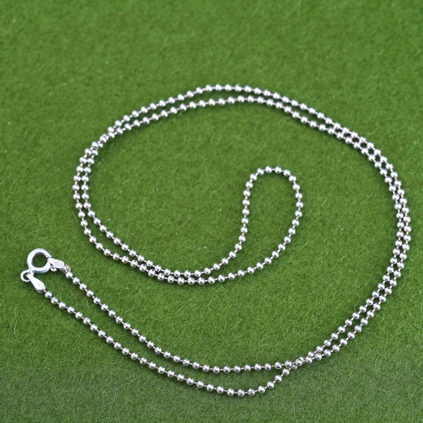 24”, 1mm, Vintage sterling silver necklace, 925 bar chain with beads