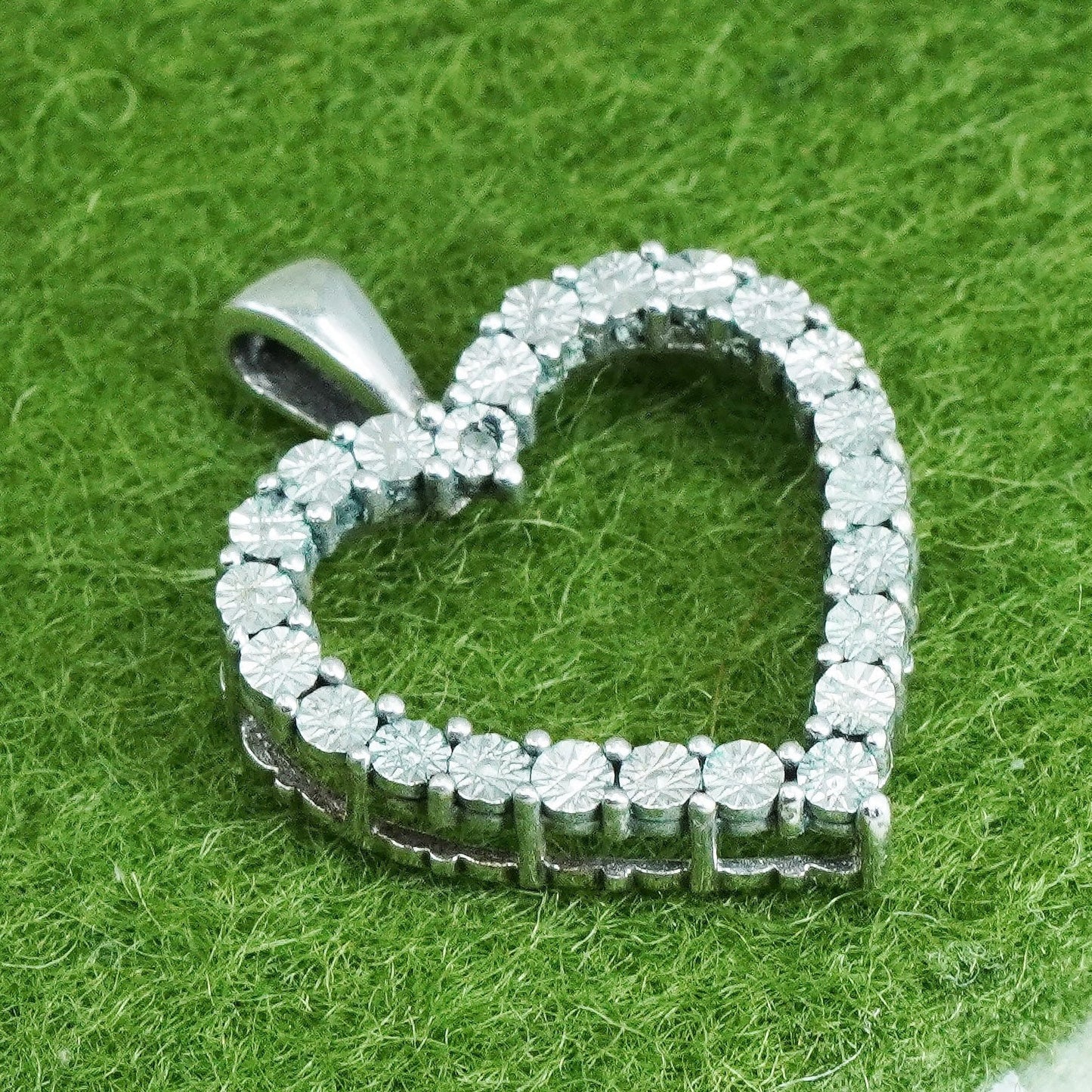 vintage Sterling silver Pendant, 925 heart with real diamond
