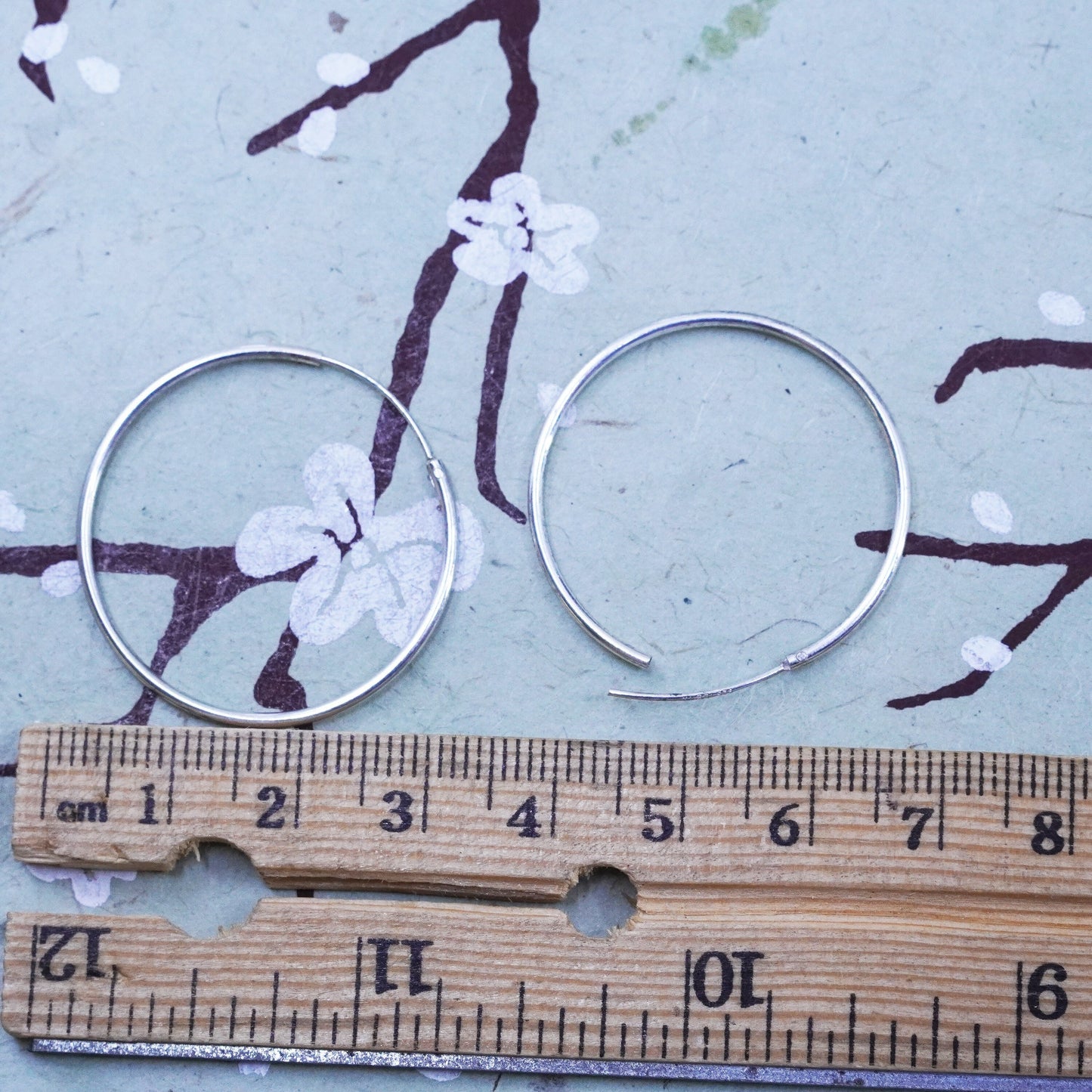 1.25”, Vintage sterling silver loop earrings, minimalist primitive hoops