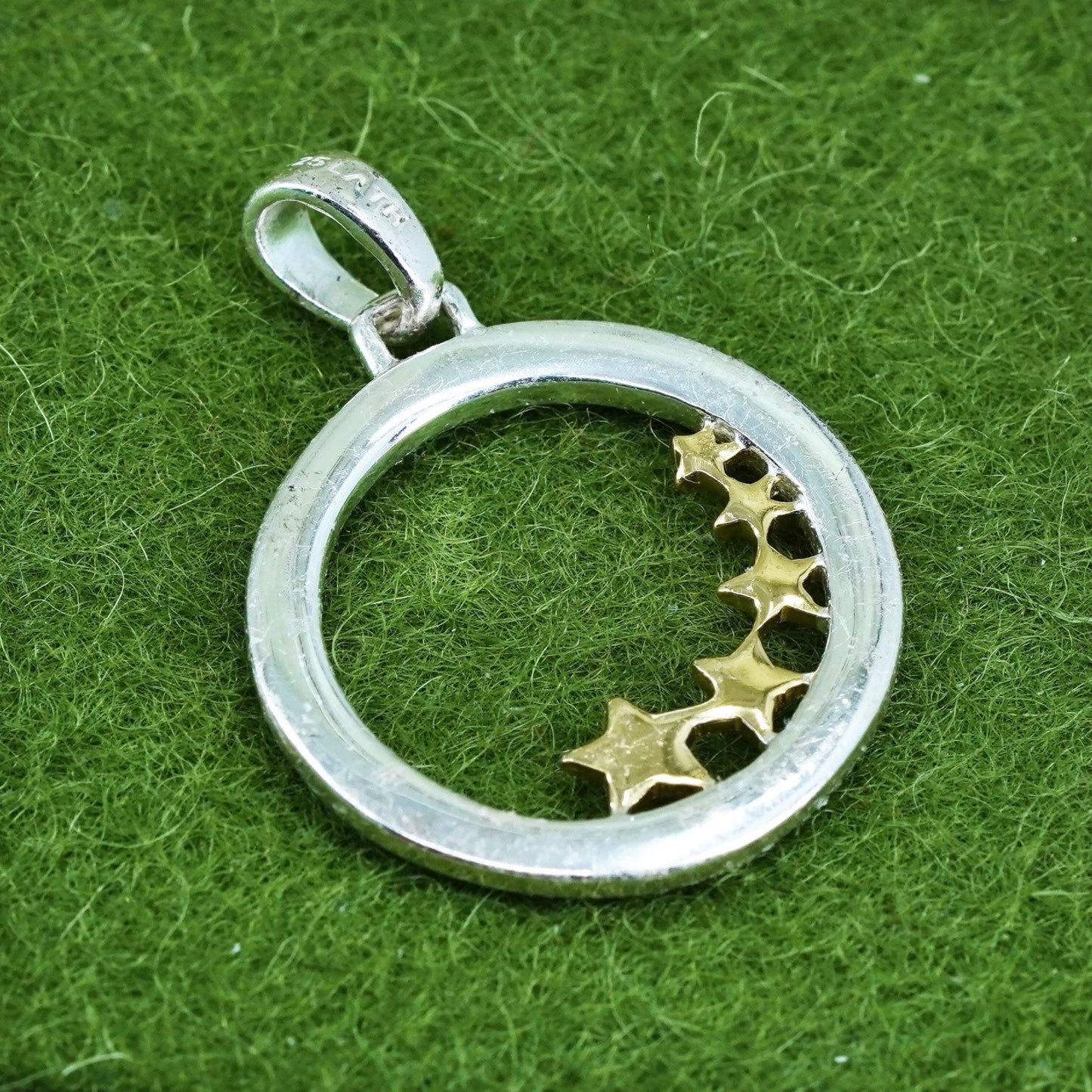 sterling silver pendant, 925 star circle, "one person can make a difference