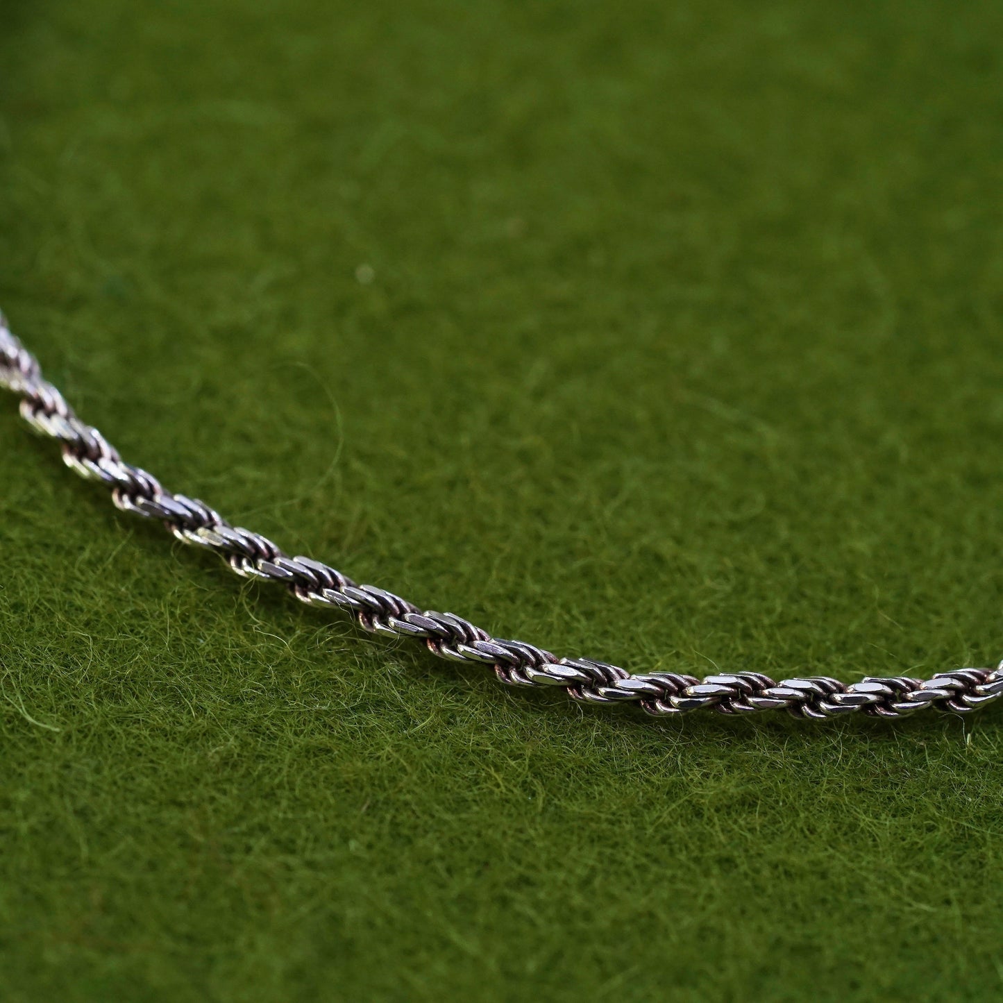 7.5", 2mm, Vintage sterling 925 silver Italy rope chain bracelet