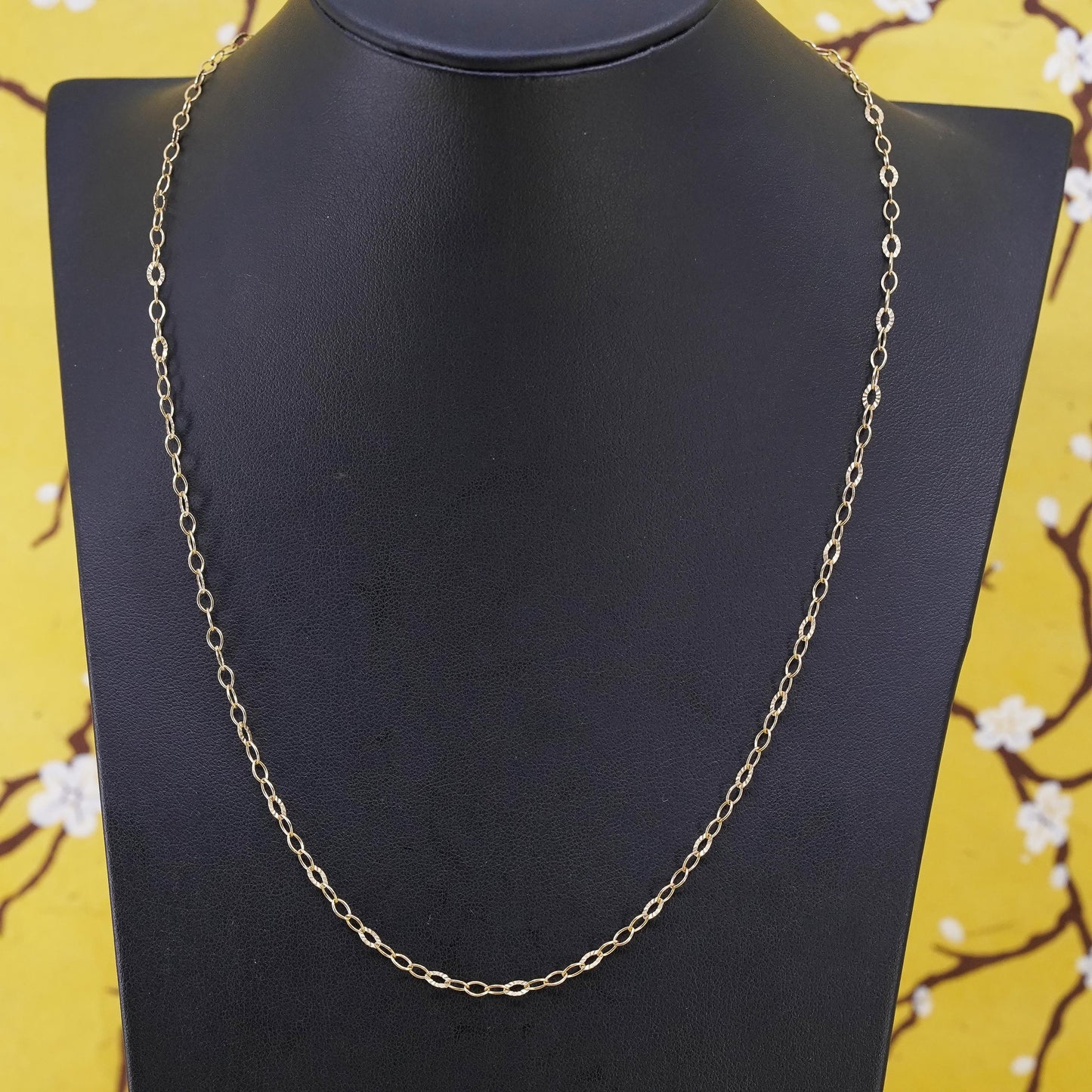 20", vermeil Sterling silver textured oval chain gold filled Italy 925 necklace