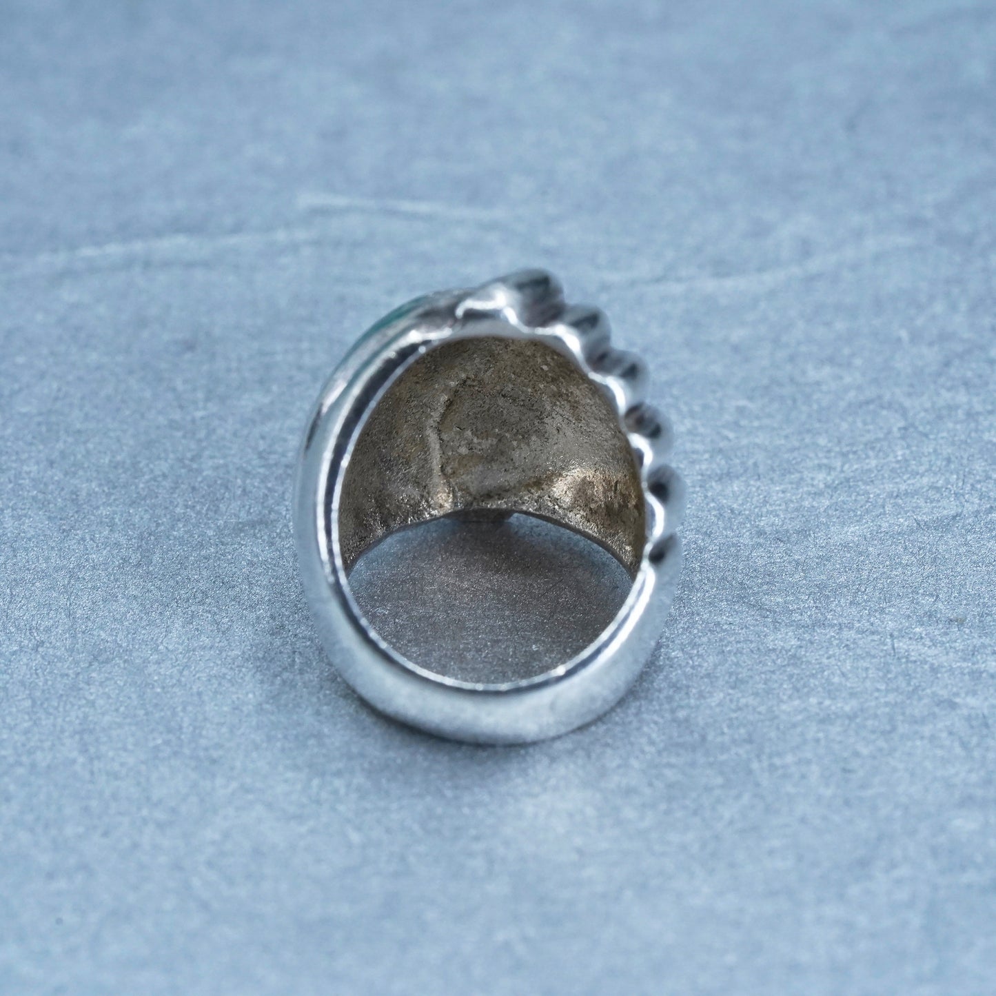 Size 4.75, vintage Sterling 925 silver handmade ring, modern ribbed band