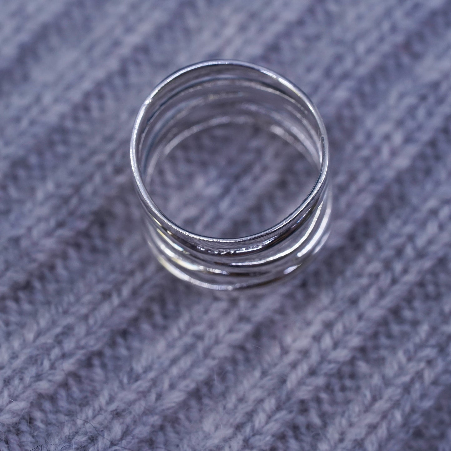 Size 6.5, minimalist, simple Sterling 925 silver handmade wide wavy ring band
