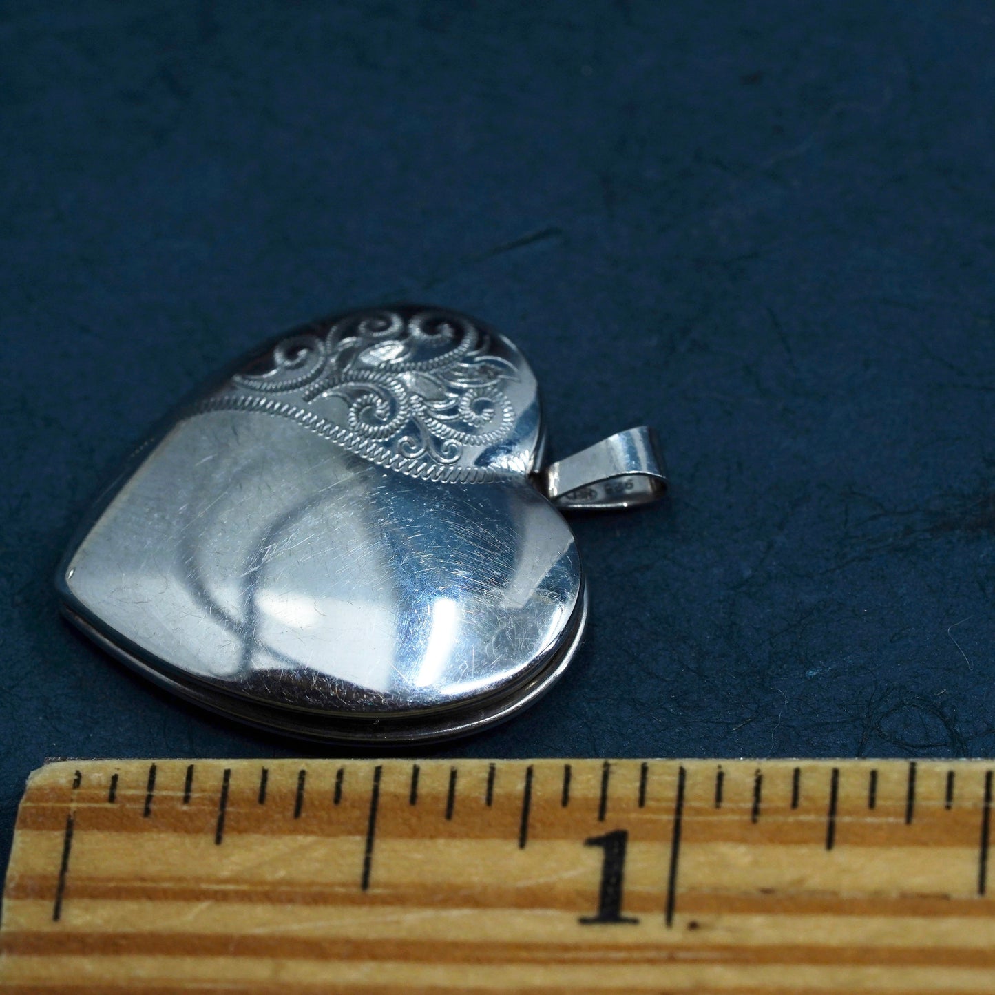Vintage Sterling silver handmade pendant, 925 heart photo locket