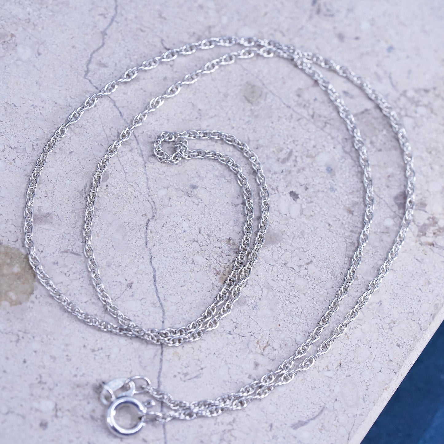 18”, 1.6mm, vintage Sterling silver handmade necklace, 925 rope chain