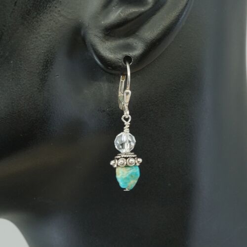 Amazing handmade Sterling 925 Silver earrings, 925 Turquoise Dangles