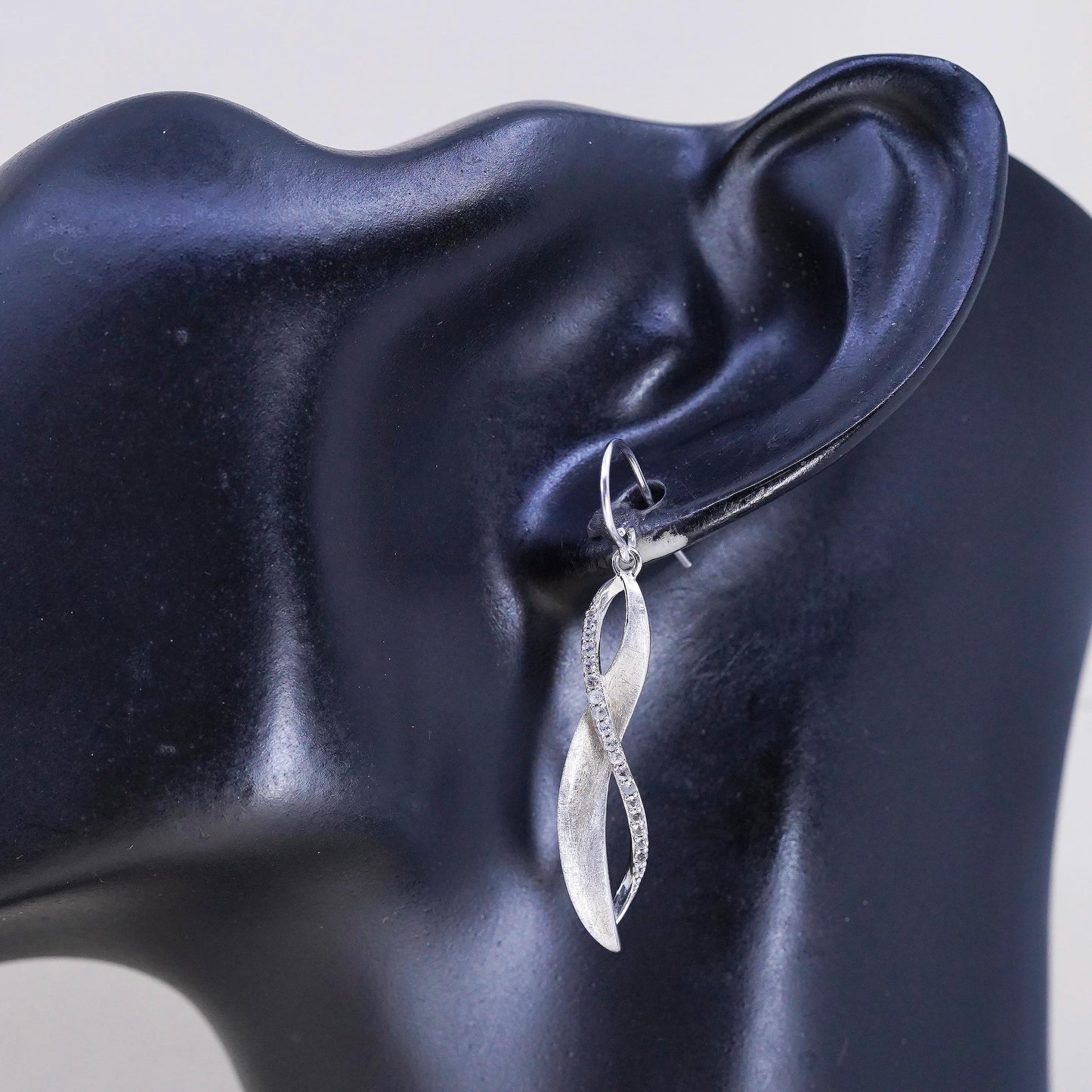 VTG Ralph Lauren sterling silver earrings, textured 925 entwined long dangles