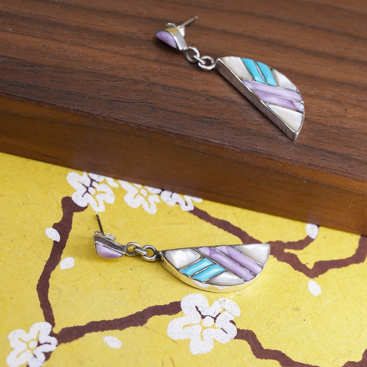 Native American Navajo Sterling silver earrings, southwestern 925 half circle