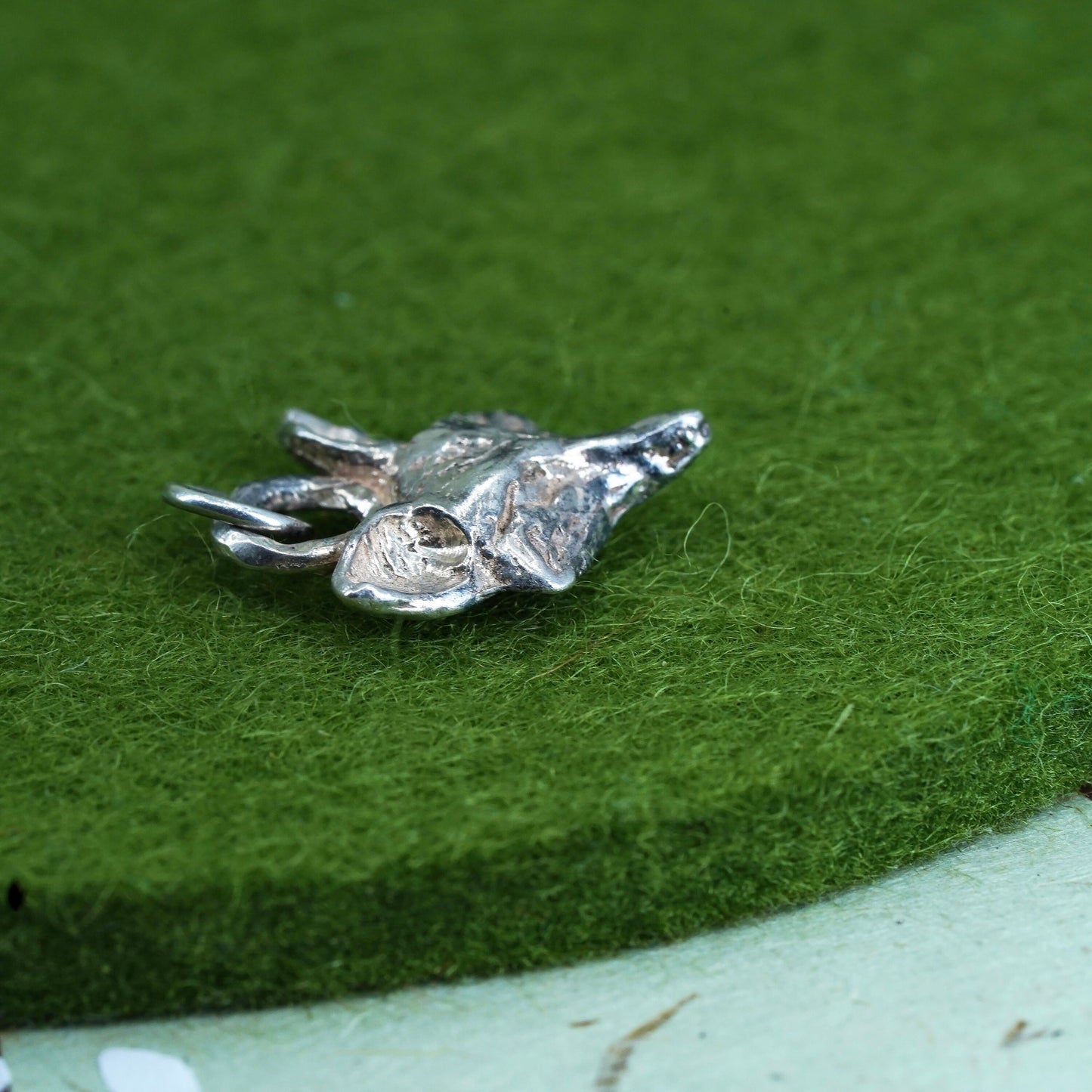 Vintage sterling silver handmade pendant, 925 silver fox head charm
