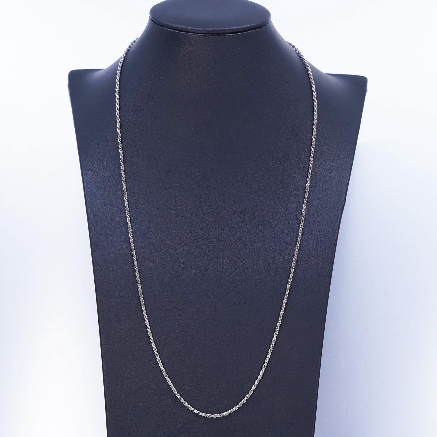 24” Italy Sterling 925 silver rope chain necklace 14K yellow gold 585 clasp