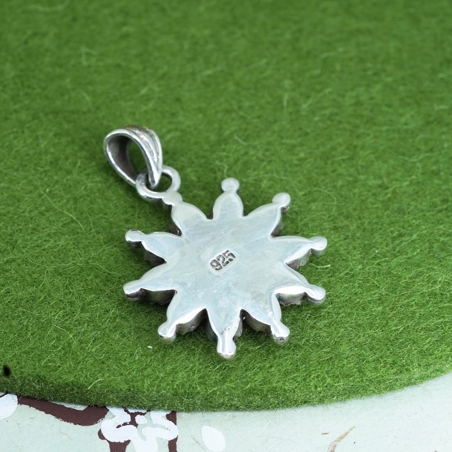 Native American sterling silver 925 handmade pendant with turquoise and coral