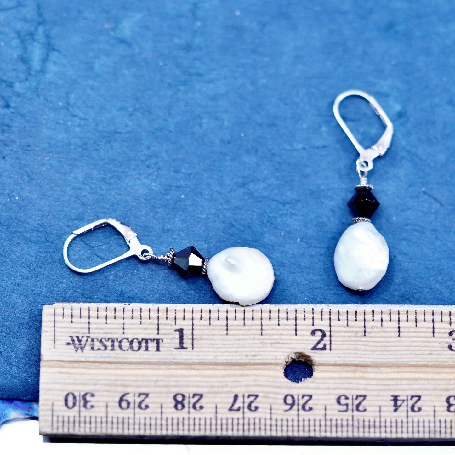 Vintage Sterling silver 925 handmade earrings with coin pearl