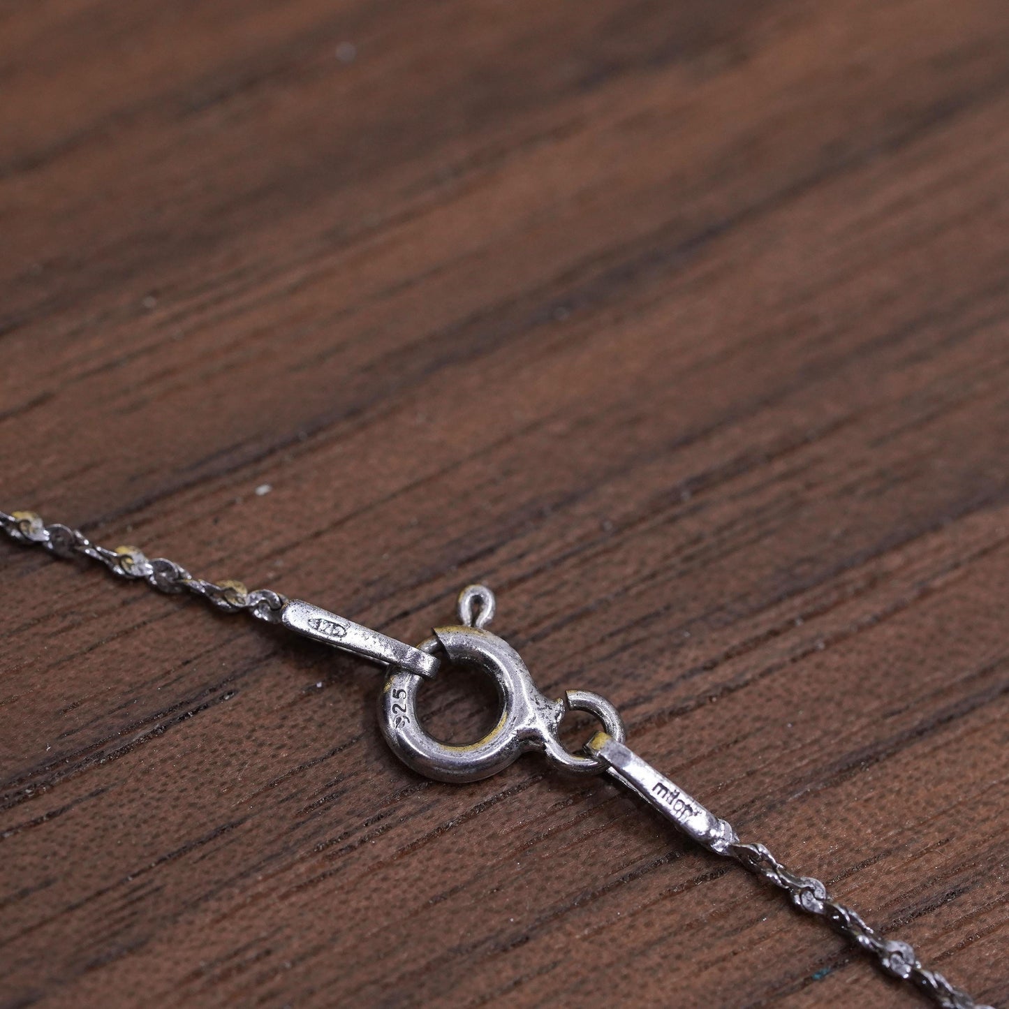 16”, Sterling silver necklace, 925 twisted s link chain enamel clover pendant