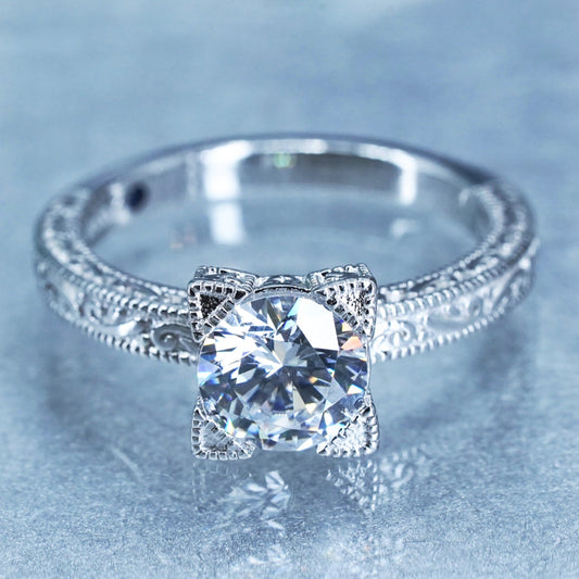 Size 10, Vanna K. Jewelry, Sterling 925 silver engagement ring with cluster Cz
