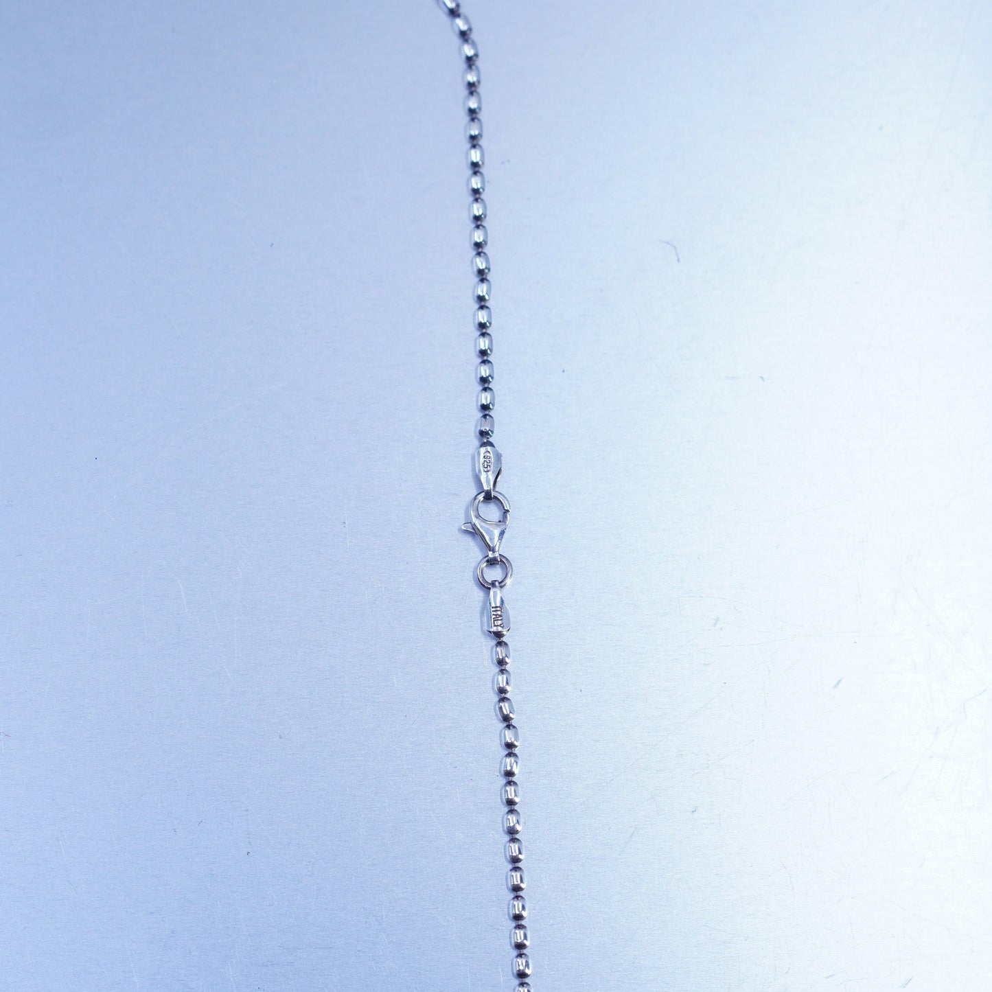 18” 2mm, vintage Italy Sterling 925 silver bead chain necklace