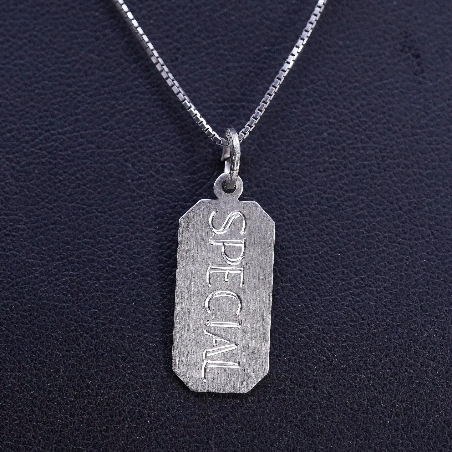 16", vintage Sterling silver necklace, 925 box chain with tag special pendant
