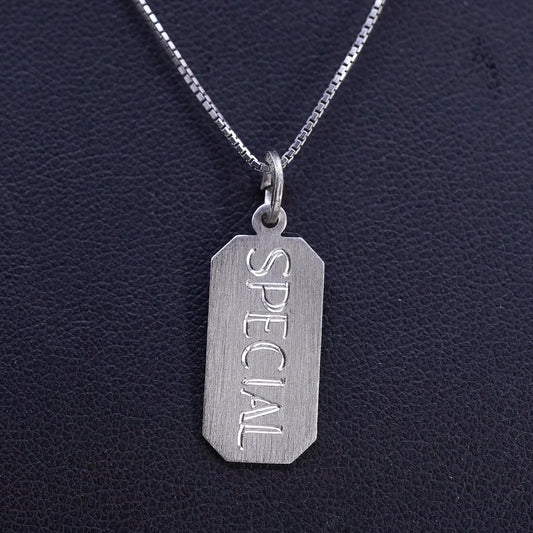 16", vintage Sterling silver necklace, 925 box chain with tag special pendant
