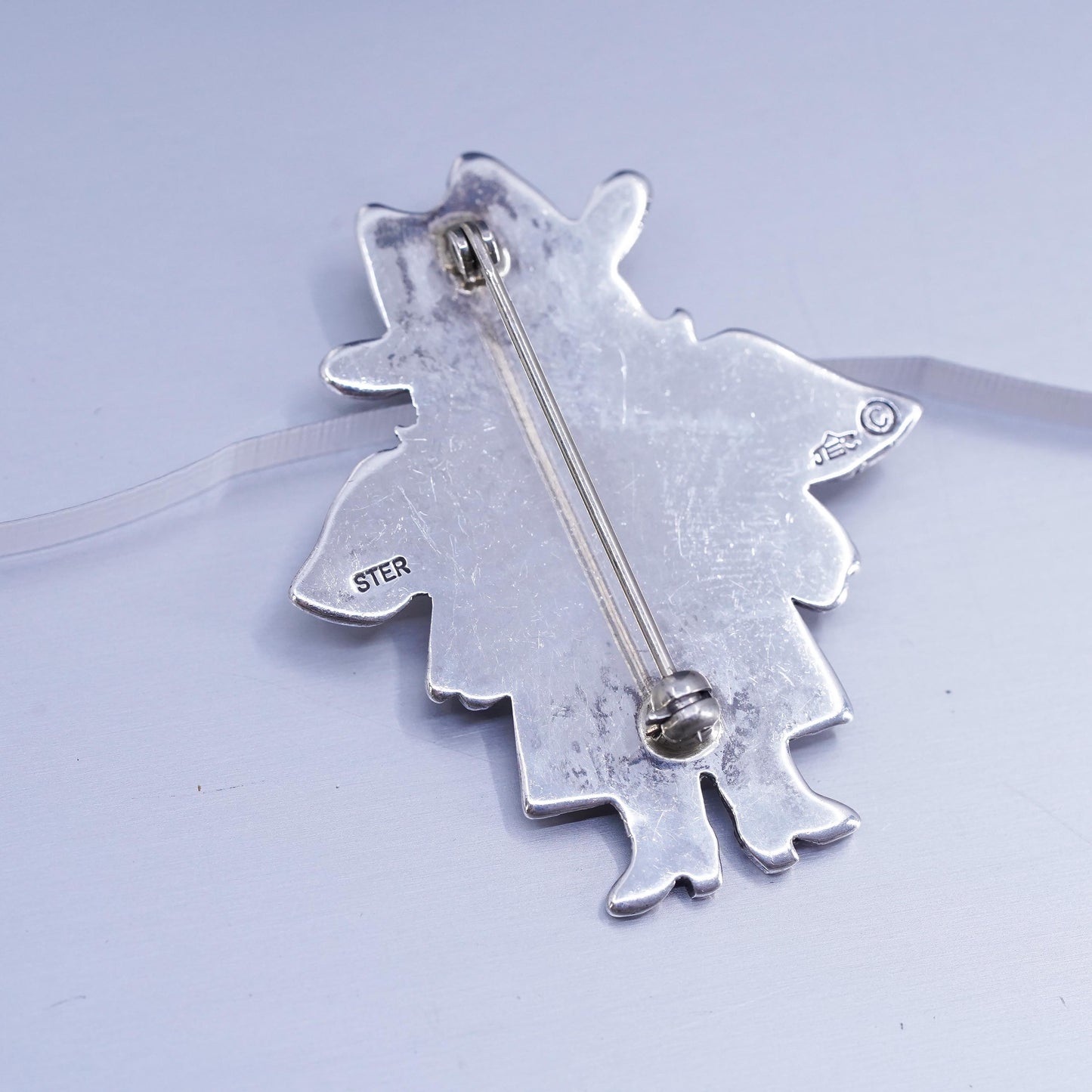 Vintage Sterling 925 silver handmade angel brooch