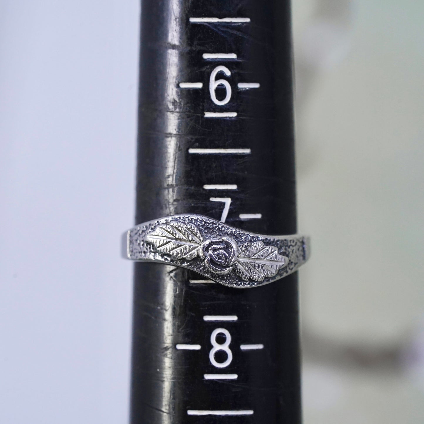 Size 7, Wheeler Co. Sterling silver handmade ring, 925 band with rose flower