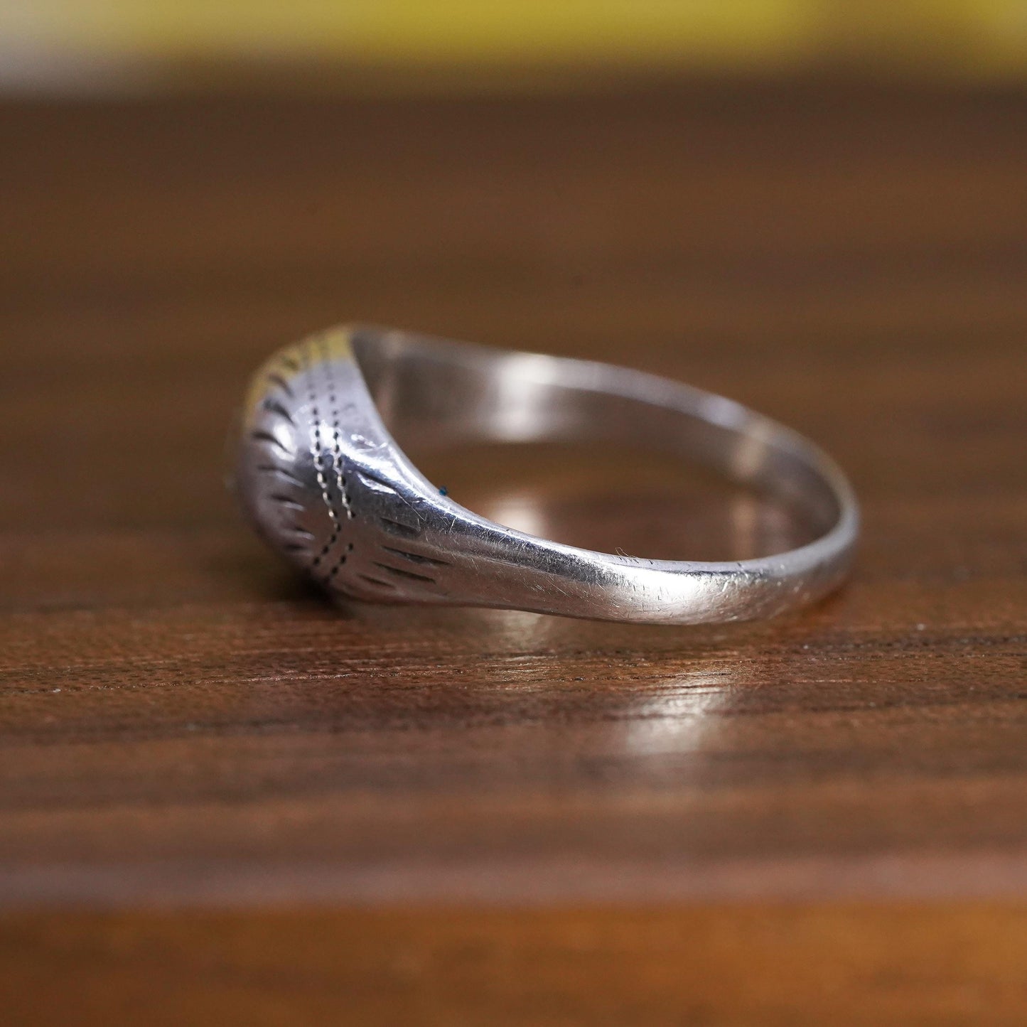 Size 4, vintage Sterling silver handmade ring, 925 textured band