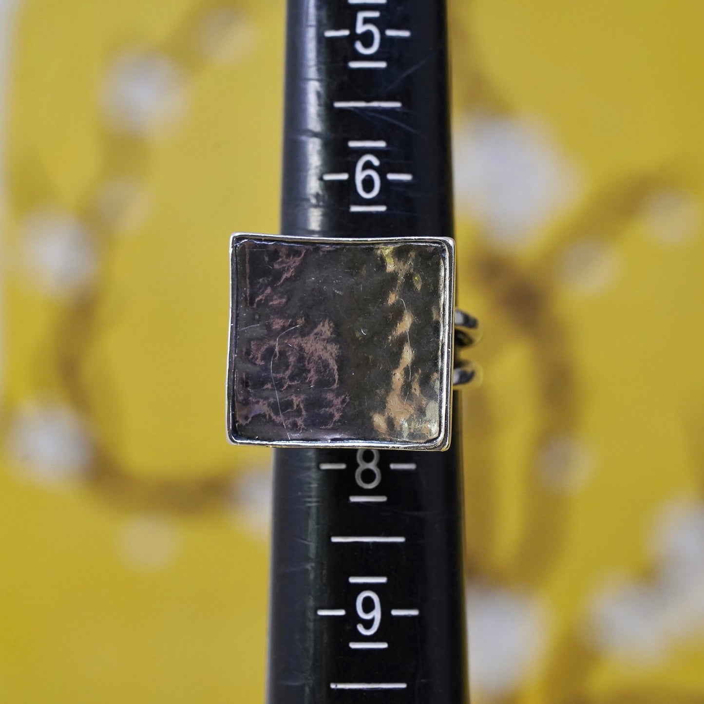 Size 7, Silpada hammered sterling silver square ring. 925 ring, Model R1688
