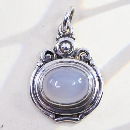 Vintage Sterling 925 silver handmade pendant with Chalcedony