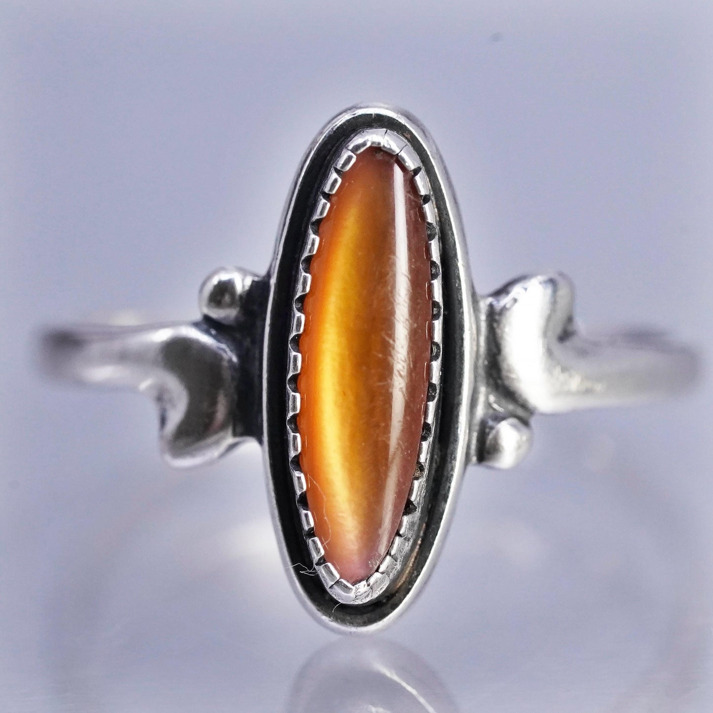 size 4.5, Vintage southwestern Sterling 925 Silver Ring with golden Tiger Eye