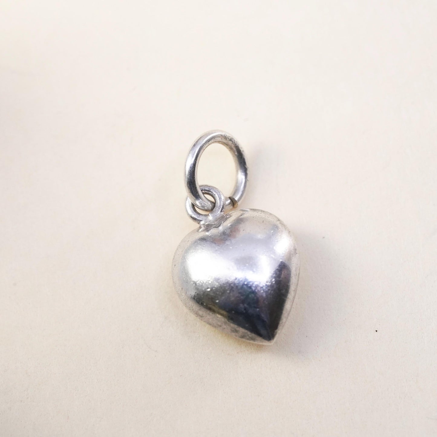 Vintage sterling silver heart tag charm, 925 pendant