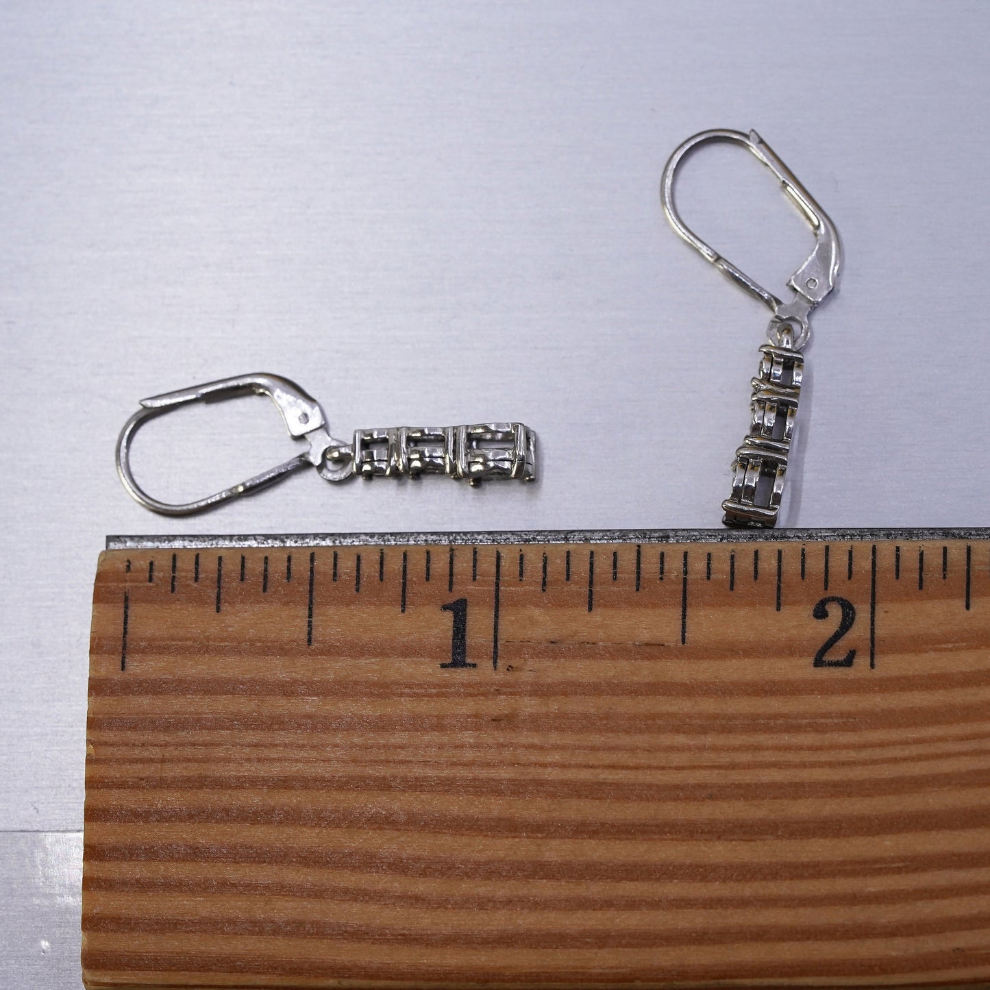 Vintage Sterling 925 silver earrings with cluster diamond