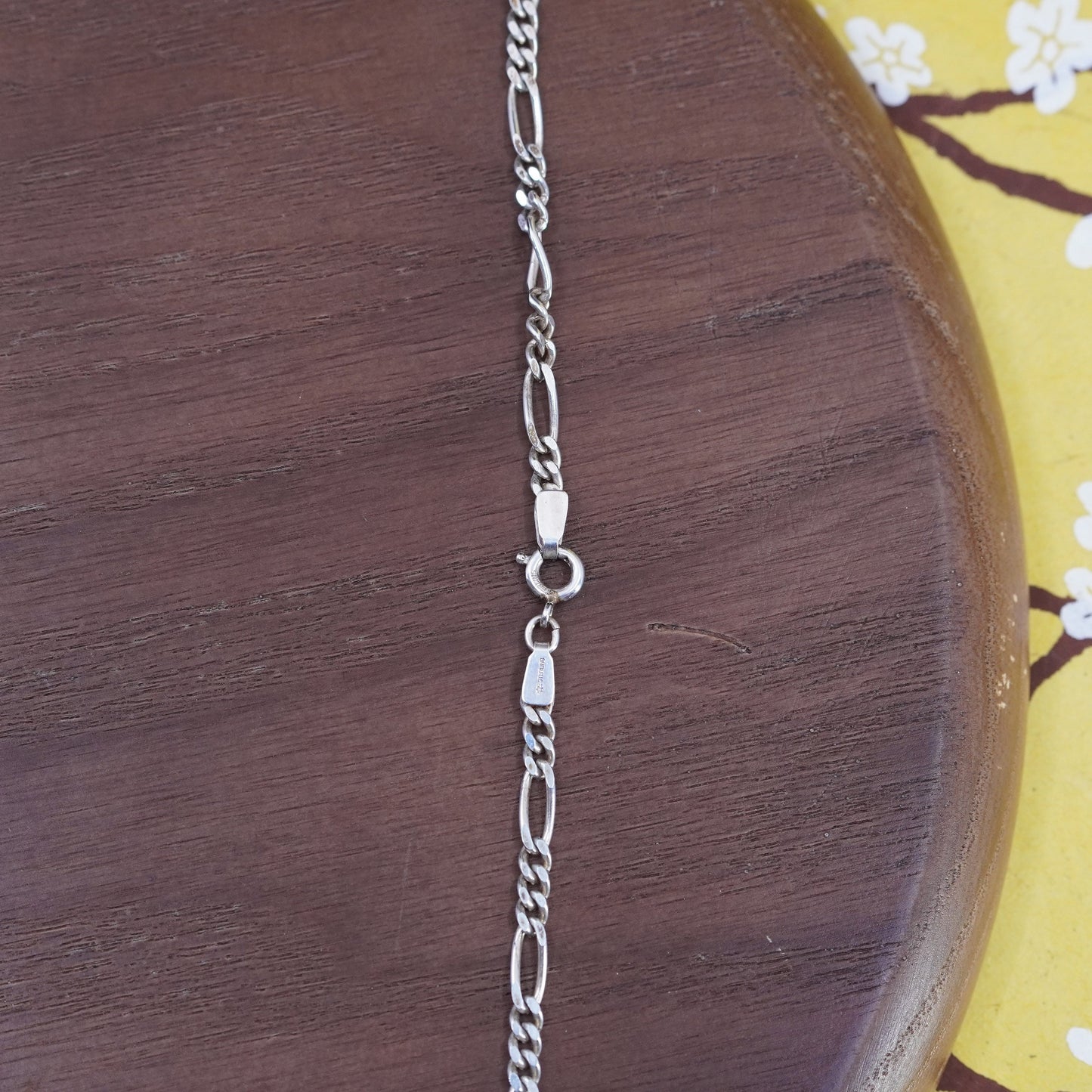 18”, 4mm, vintage Sterling silver figaro chain, Italy 925 necklace