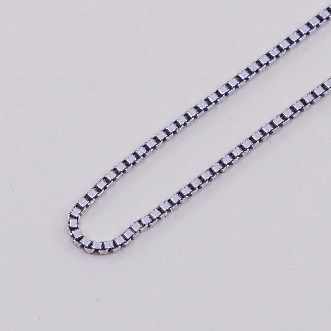 24”, 1mm, Vintage Italian sterling 925 silver box chain, made in Italy chain, stamped 925