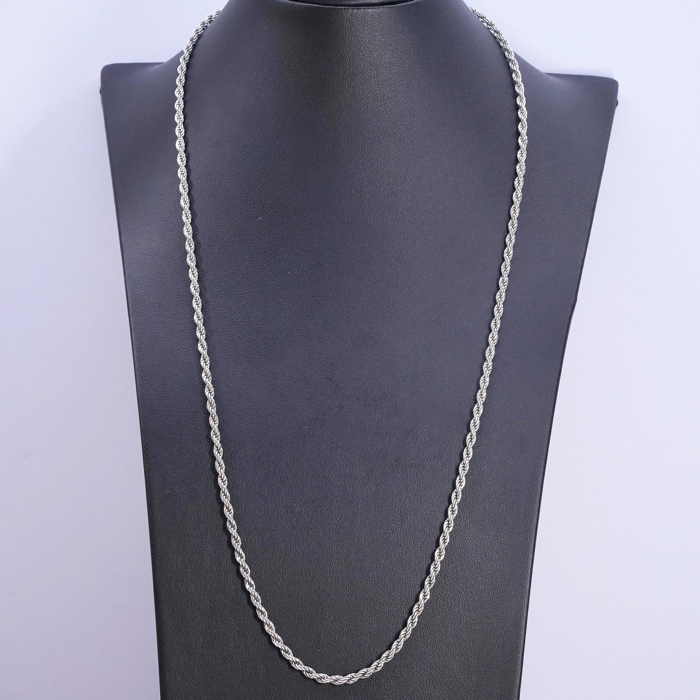 24", 3mm, vintage Sterling silver handmade necklace, 925 rope chain